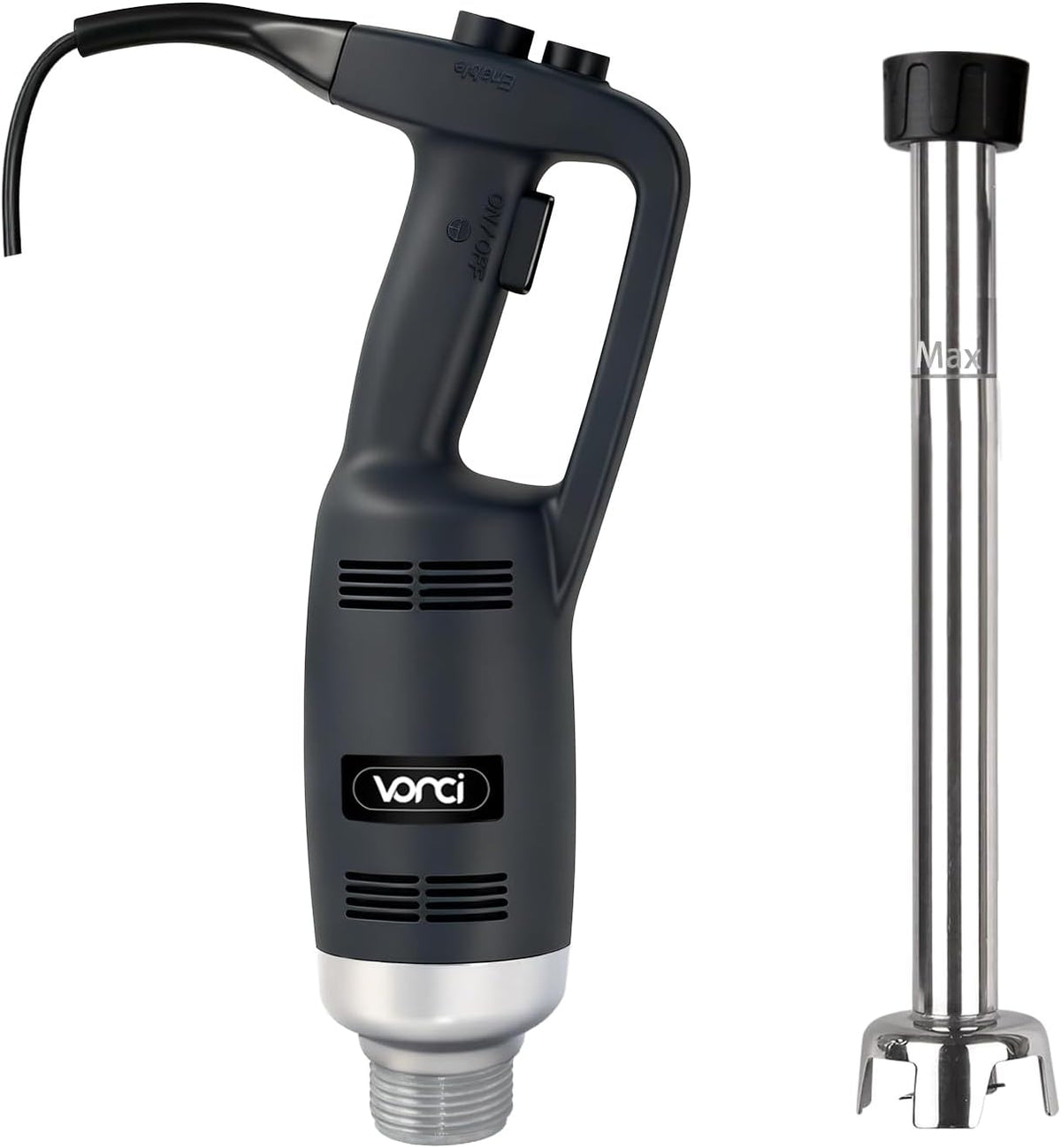 500W Commercial Immersion Blender, 16" SUS 304 Removable Shaft, Heavy Duty Power Hand Mixer with Variable Speed 6000-20000RPM, Professional Electric Stick Blender for Restaurant Kitchen Use.
