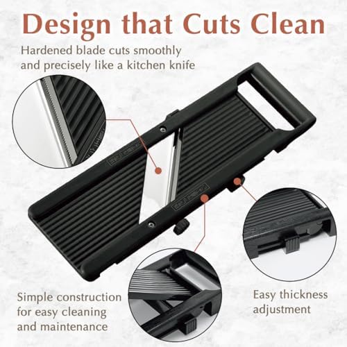 TIKUSAN SAMURAI Slicer Japanese Mandoline Vegetable Slicer Made in Japan Adjustable Slice Thickness Stainless Steel Blade (Normal) - Image 4