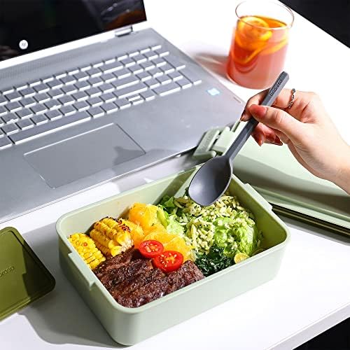 Stackable 2-Tier Adult Bento Box, 4 Compartments - Pale Mint