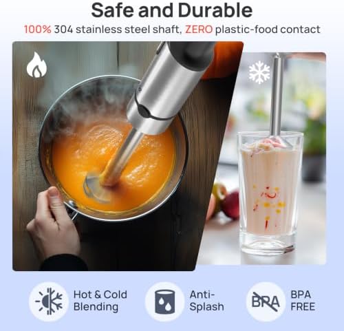 5-in-1 Immersion Blender Handheld Max 1100W, 21-Speed & Turbo Mode