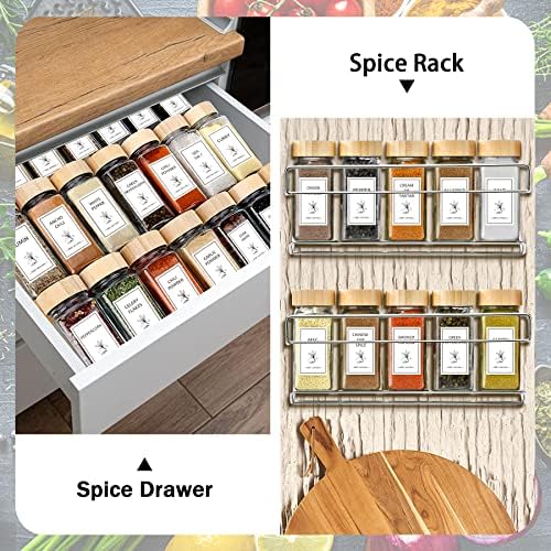 Spice Jars with Labels 36 Pcs 4 oz Glass Bamboo Lids Shaker Set