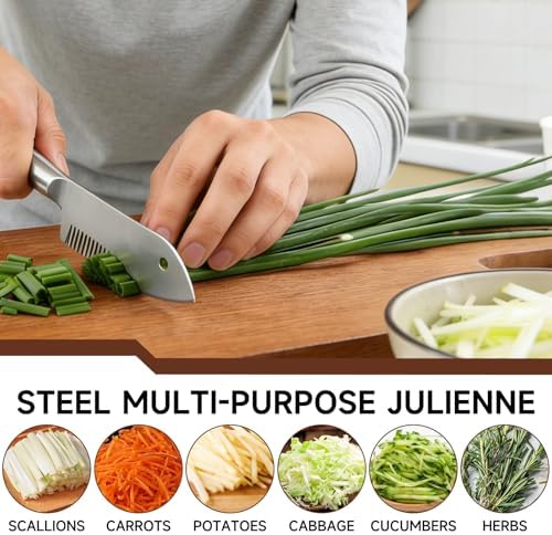 Stainless Steel Scallion Cutter, 2-in-1 Julienne Shredder