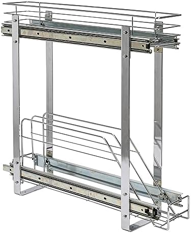 Glidez Multipurpose Chrome-Plated Steel Pull-Out/Slide-Out Storage Organizer for Cookware and Bakeware - 2-Tier Design - Fits Standard Size Cabinet or Shelf, Chrome