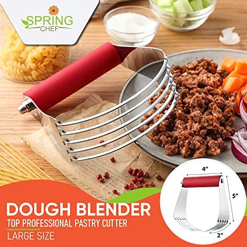 Spring Chef Large Dough Blender For Baking - Durable Pastry Blender - Red - Image 2
