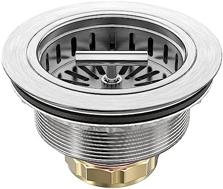 Kitchen Sink Drain Sink Strainer 3-1/2 Inch Drain Assembly Kit Replacement for Universal 3.5 Inch Kitchen Sink, All Stainless Steel Body with Strainer Basket and Drain Stopper (9171，Stainless)