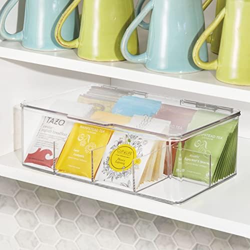 Tea Bag Single Serve Pouch Divided Box Holder Organizer, Clear