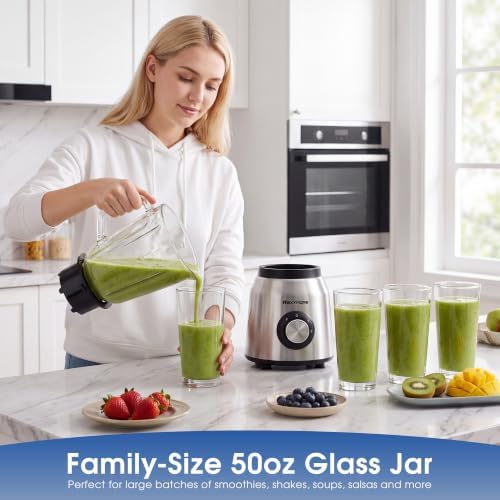 700W Blender with 50oz Glass Jar, Countertop Blenders for Kitchen - Image 2