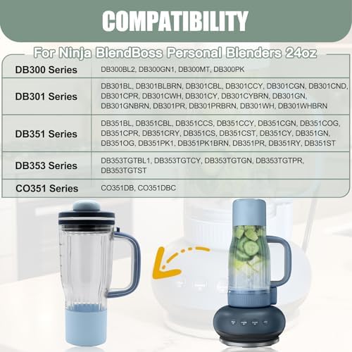 26 oz Travel Tumbler Replacement Compatible with Ninja BlendBoss Personal Blenders, Replacement 26oz Smoothie Vessel Cup with Lid & Straw for Blendboss DB351PR DB351CY DB351ST, Leakproof, Blue - Image 2