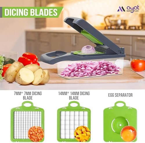 Vegetable Chopper Container Onion Slicer | 16 in 1 Multi Functional Food Chopper with Container BPA Free Material & Dishwasher Safe Veggie Chopper Vegetable Cutter - Image 3
