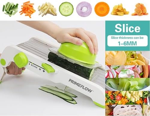 Mandoline Slicer for Kitchen — Adjustable Stainless Steel Vegetable Slicer with Safety Guard | 6 Thickness Settings | Julienne, Slice, Dice & Crinkle Cut | Compact & Foldable Food Slicer - Image 2