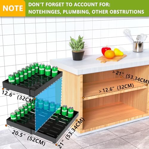 2 Pack Pull Out Cabinet Organizer,21" Deep Slide Out Drawer Organizers,No Drill Pull Out Drawers Adhesive with Nano Compatible Framed Cabinets Shelves for Kitchen Pantry Adjustable Width