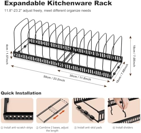 Cutting Board and Baking Tray Cookie Sheet Organizer, Black