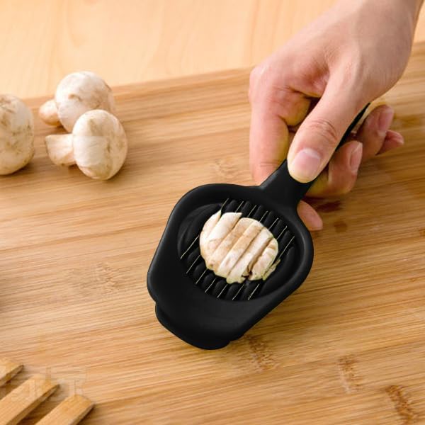 Egg Slicers Cutter, Stainless Steel Multifunction Slicing Mould, Handheld Mushroom Kiwi Divider Tomato Strawberry Cutter, 2.95 * 7.5inches (Black) - Image 3