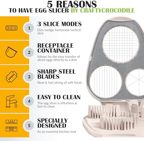 Egg Slicer for Hard Boiled Eggs - 3 Slice Modes Egg Cutter, Dicer, Chopper