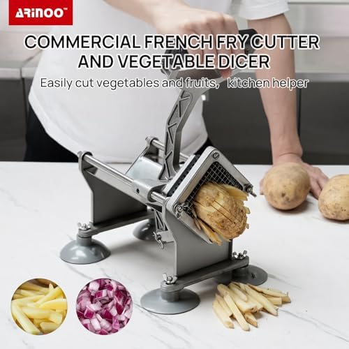 French Fry Cutter, Potato Cutter with 4 Stainless Steel Blades