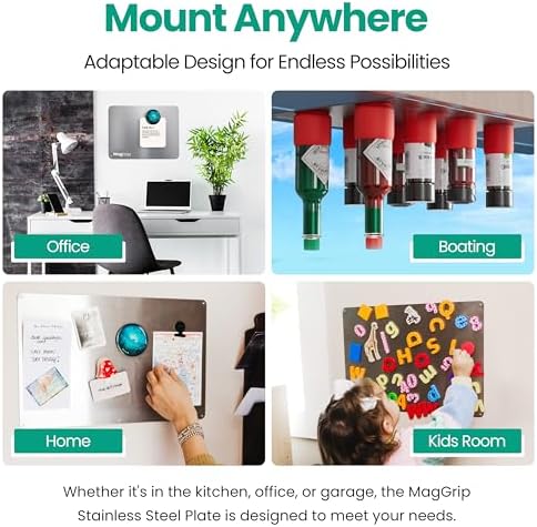 17.5inchX11.5inch Large Stainless Steel Plate for Magnets, 3M Adhesive Back, Mounting Screws, Ideal for Magnetic Shelf, Spice Holders, Colorful Magnets as a Gift. Mount Anywhere! (Silver, 1 Pack)