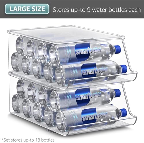 Water Bottle Organizer for Refrigerator & Pantry, Stackable (2 Pack)