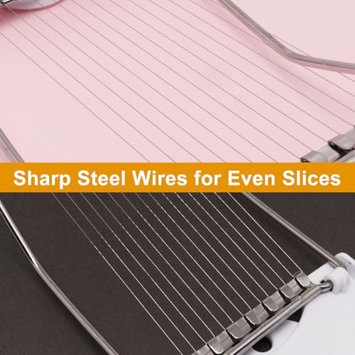 Egg Slicer for Hard Boiled Eggs, Food Slicer with 14 Stainless Steel Wires, Heavy Duty Hard Boiled Egg Cutter, Spam Slicer for Soft Fruit Strawberry Luncheon Meat Home Use (1Pcs, White) - Image 4