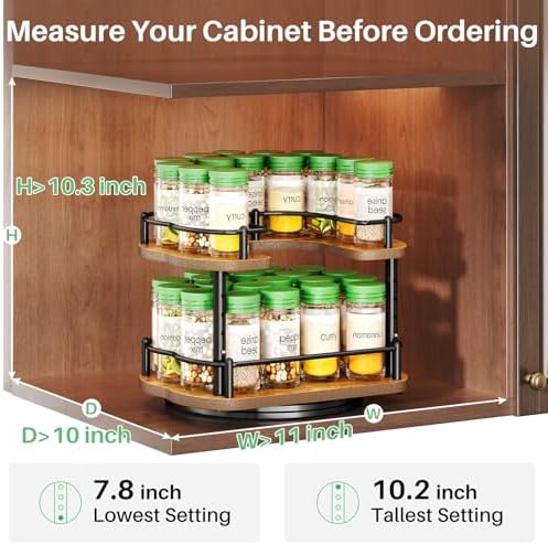 Spice Organization for Cabinet, Lazy Susan Spice Rack, 10 in