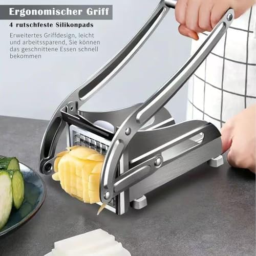French Fry Cutter - Professional Stainless Steel Chopper, Potato Fry Slicer with Heavy Duty Lever, Kitchen Cooking Vegetable Maker, Cucumbers Fruit Onion Dicer for Crispy Homemade Snacks - Image 6