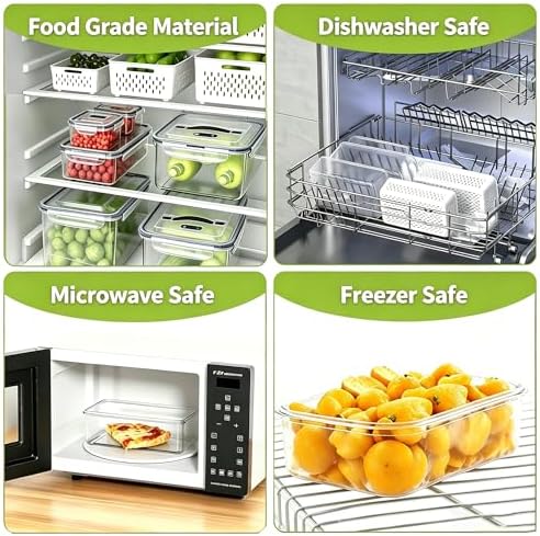 5 Pack Fruit Storage Containers for Fridge, Plastic Food Storage Container