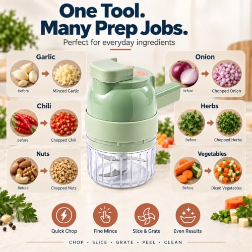 5-in-1 Wireless Electric Vegetable Chopper,Multi-Function Food Processor - Image 3