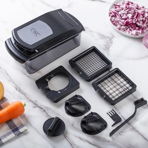 Cook with Color Vegetable Chopper - Multifunctional 11 in 1 Vegetable Chopper with Container - Food Chopper to Dice, Chop, Slice, Julienne and Spiralize, Black - Image 7