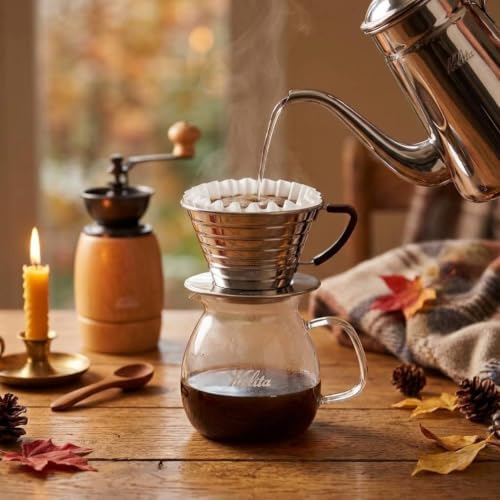 Carita Stainless Steel Coffee Dripper Wave Series - 2-4 People, 185S, Made in Japan, For 2-4 Cups