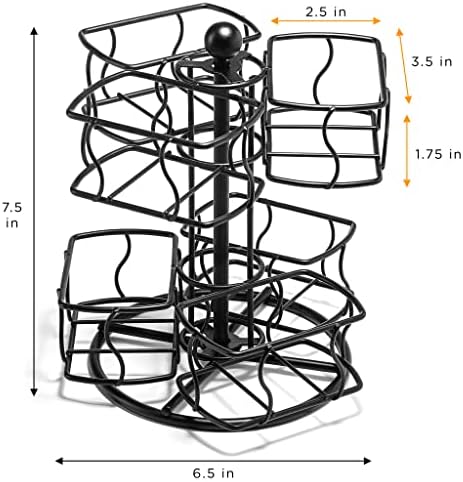 Tea Bag Organizer, 2-Tier Spinning Carousel for 60 Tea Bags (Black)