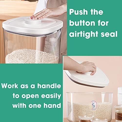 Airtight Rice Container 10 Lbs, Clear Plastic Food Storage Container Bin For Flour Sugar, Dry Food Holder with Easy Locking Lid for Kitchen Pantry Organization and Storage