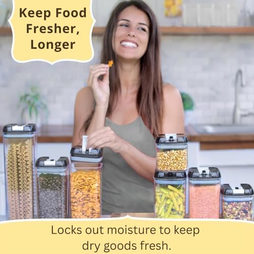 Airtight Food Storage Containers with Lids – 7 Piece Assorted Size Kitchen Pantry Organization Set, BPA-Free Clear Plastic, Stackable Containers for Cereal, Flour, Sugar, Rice, Snacks