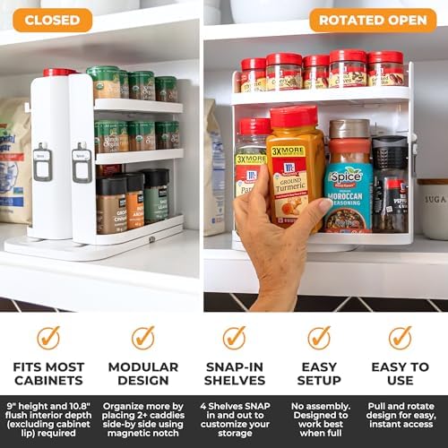 Spice Rack Organizer for Cabinet, 4 Adjustable Shelves