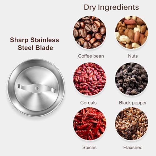 Secura Electric Coffee and Spice Grinder, 1 Removable Bowls, Stainless (Pack of 2) - Image 2