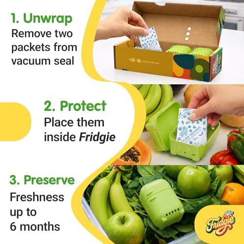 Fridgie Produce Saver, Ethylene Gas Absorber for Fridge, Vegetable Saver
