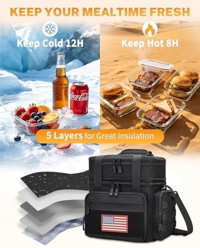 Tactical Lunch Box for Men - Large Lunch Bag Double Deck