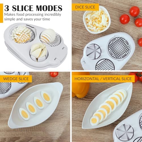 Egg Slicer for Hard Boiled Eggs - 3 Slice Modes Egg Cutter, Dicer, Chopper