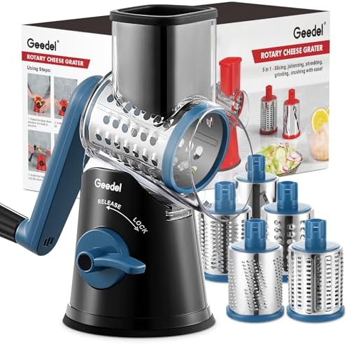 Geedel Rotary Cheese Grater Hand Crank, Cheese Shredder Vegetable Slicer by Geedel