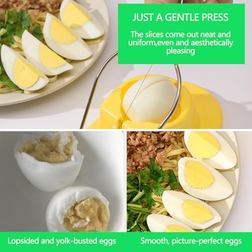 Egg Slicer, Semi-Round Curved Yellow Egg Cutter for Hard Boiled Eggs – Stainless Steel Wire Cutter with Ergonomic Handle for Salad, Cobb Salad, Avocado Toast & Food Garnish, Easy to Clean (1) - Image 5