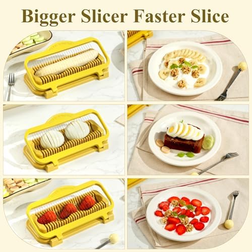 Egg Slicer for Hard Boiled Eggs Banana Slicer, banana Strawberry Mushroom, Aluminium Stainless Steel Wires Heavy Duty Dishwasher Safe