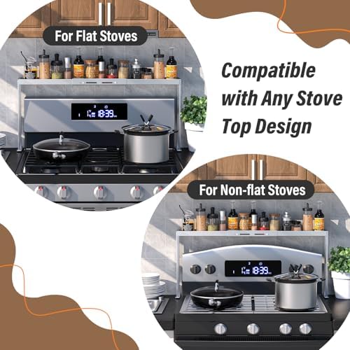Oven Shelf, Adjustable 27-33 Inch, Kitchen Spice Rack, Silver