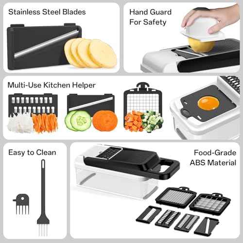 Veggie Chopper Vegetable Cutter, 12 in 1 Kitchen Gadget, White
