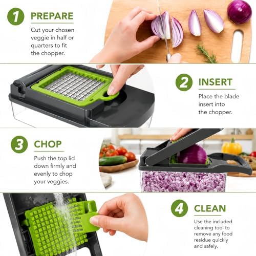 Vegetable Chopper, Onion Dicer & Mandoline Slicer with Container,Grey - Image 5