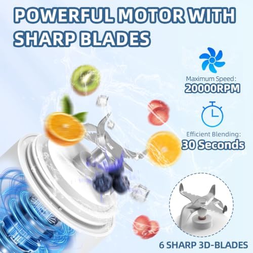 Portable Blender, Shakes and Smoothies Cordless Personal Size Blender 20oz
