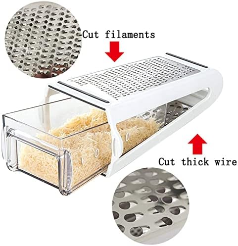 Professional Box Grater, Double Sided, Removable Container, Nutmeg Grater, ABS PS Material, Food Grater for Kitchen, Vegetables, Ginger, Potatoes