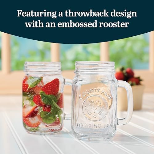 County Fair Set of 12 Mason Drinking Jars with Handle
