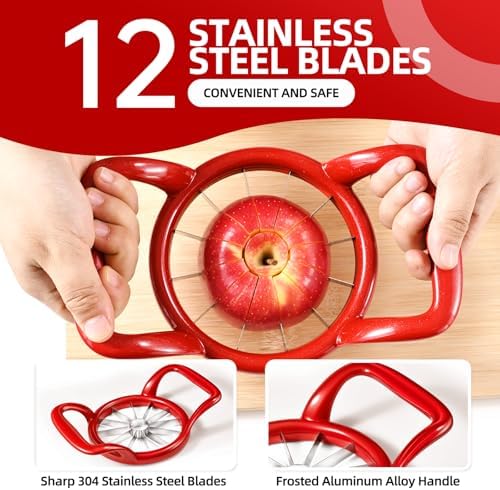 5.5 Inch Heavy Duty 12-Slice Apple Divider Wedger, Fruits Cutter Corer