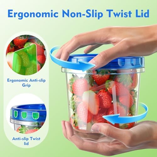 [12 Pack-34/24/17oz Freezer Storage Containers with 3 Different Sizes, Plastic Soup Containers with Lids, BPA-Free Food Storage Containers with Twist Top Lids, Reusable Meal Prep Containers