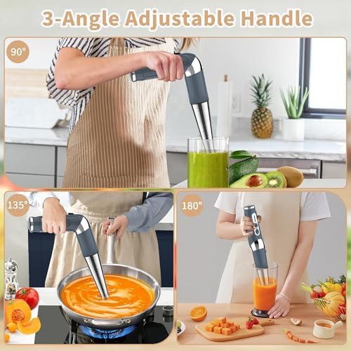 Toogel Cordless Immersion Blender, 21-Speed, 3-Angle Adjust, Grey - Image 3