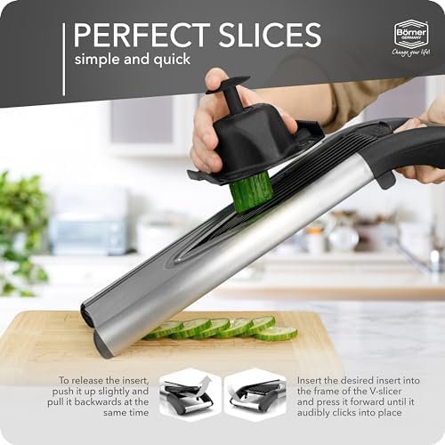 Börner Mandline Slicer V6 (Profi Set) • Stainless Steel Slicer with V-Blade • Adjustable Vegetable Slicer for Vegetables & Fruits • Slices, Strips & Dices in Various Thicknesses • Grater - Image 6