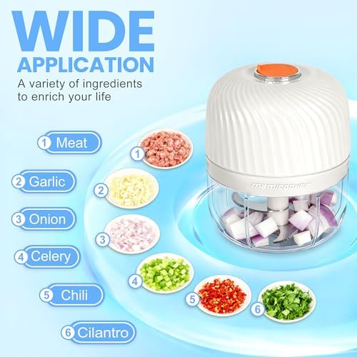 Electric Garlic Chopper 250ML, Mini USB Rechargeable Veggie Chopper, Cordless Garlic Mincer Onion Chopper Food Chopper for Ginger Chili Meat Sauce, Wireless Food Processor, White - Image 5